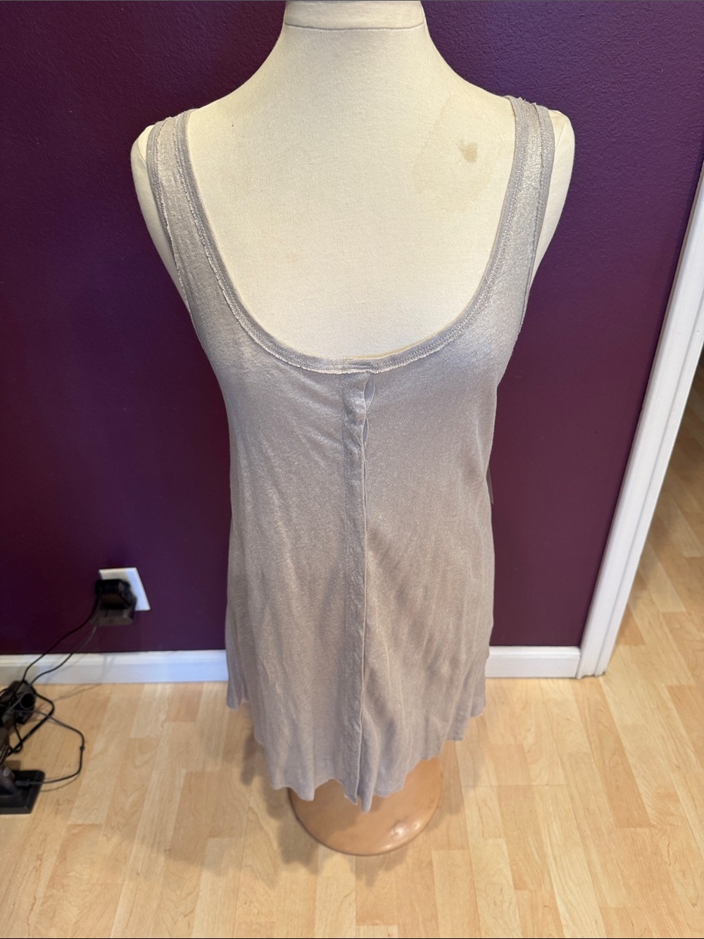 Alice + Olivia Shimmery Light Taupe Scoop Neck Tank